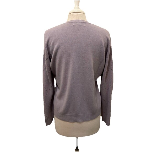 Vintage Lavender Casual Corner Long Sleeve Diamond Cutout Cardigan Sweater L - Picture 4 of 5